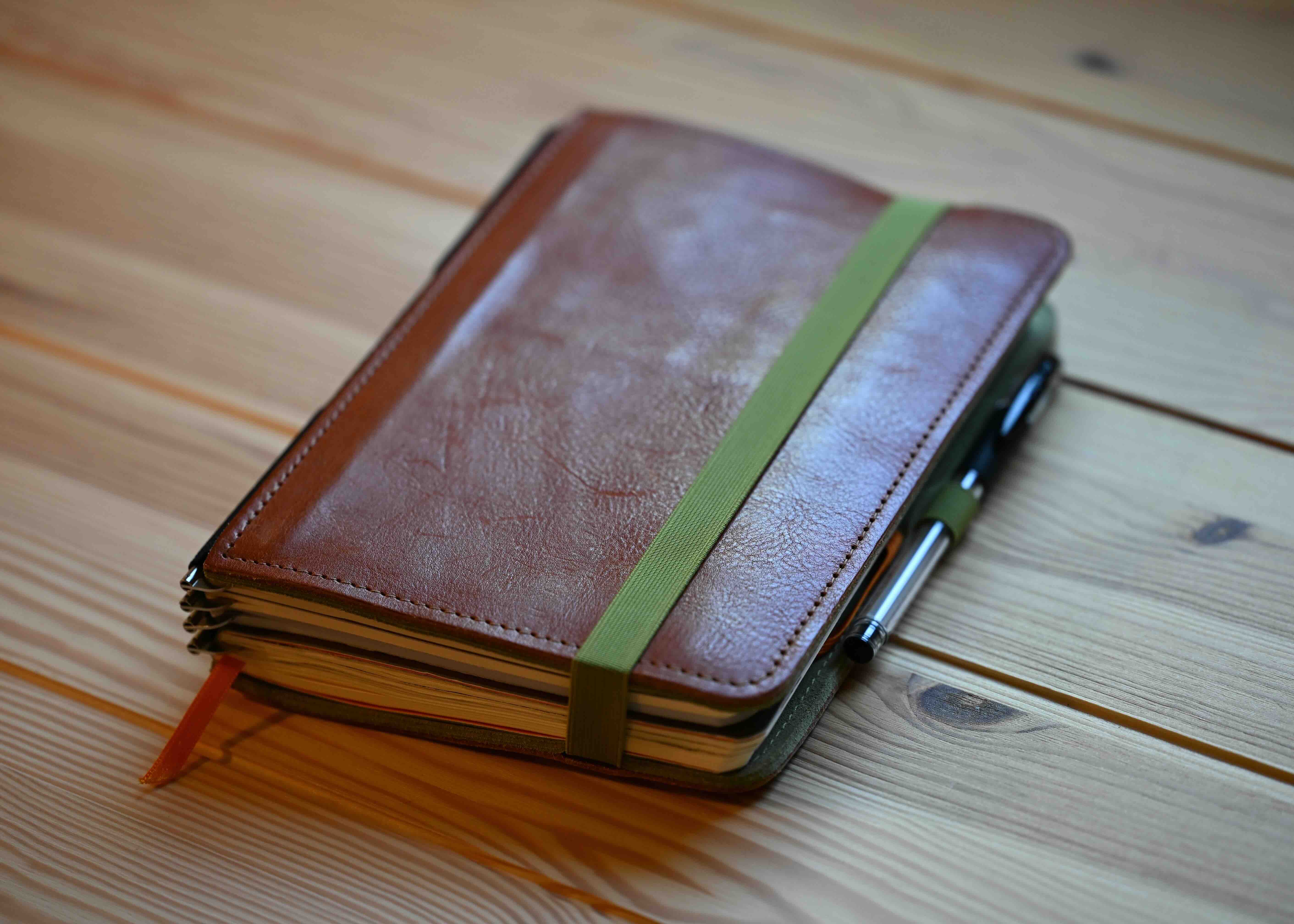 Roterfaden Taschenbegleiter closed on a desk